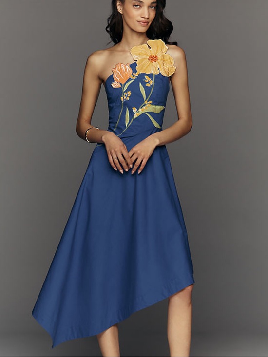 Anthropologie Dresses & Skirts - Yukiko Noritake x Anthropologie Asymmetric Floral Midi Dress 8